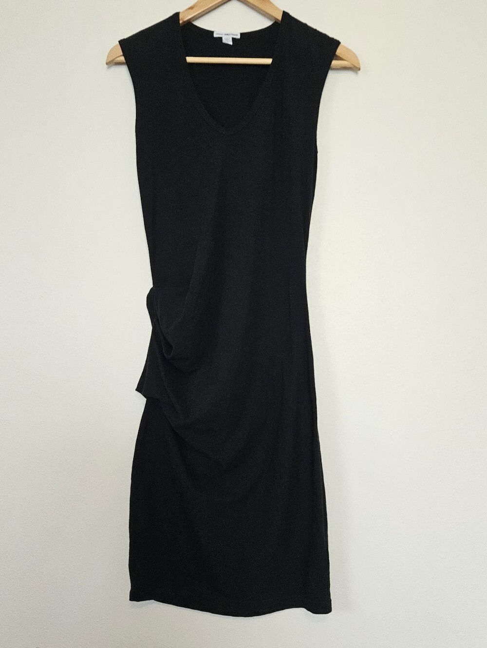 Standard James Perse Black Fitted Ruched Dress Large